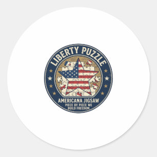 Liberty Puzzle Patriotic Patriotic Puzzle Jigsaw V Classic Round Sticker