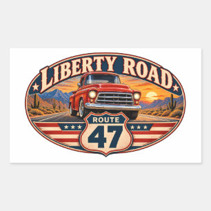 Liberty Road Route 47 Vintage Pickup Rectangular Sticker