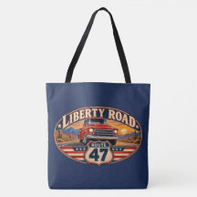 Liberty Road Route 47 Vintage Truck Navy Tote Bag