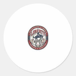 Liberty Rodeo Patriotic Patriotic Rodeo Western US Classic Round Sticker