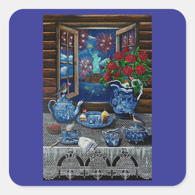 Liberty’s Tea Time Delight! Square Sticker (Front)