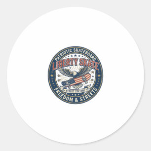 Liberty Skate Patriotic Patriotic Skateboard Vinta Classic Round Sticker