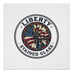 Liberty Stained Glass Patriotic Patriotic Stained Poster