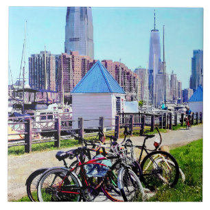 Liberty State Park - Parked Bicycles Ceramic Tile