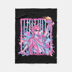 Liberty Statue Blowing Bubble Usa Independence Day Fleece Blanket