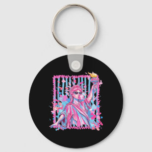 Liberty Statue Blowing Bubble Usa Independence Day Key Ring
