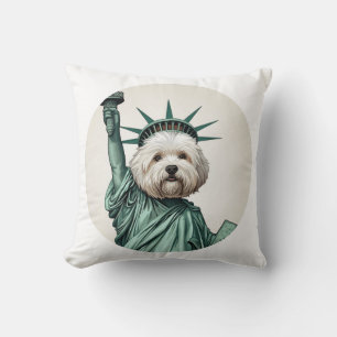 Liberty Statue–Inspired Maltese Art Cushion
