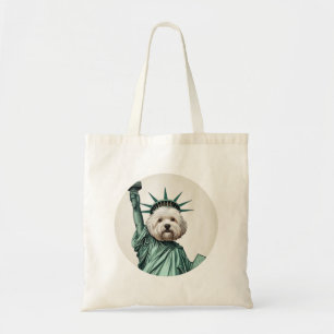 Liberty Statue–Inspired Maltese Art Tote Bag