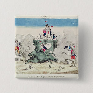 Liberty toppling the statue of the Greatest 15 Cm Square Badge
