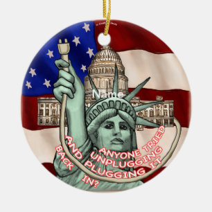Liberty Unplug USA Ceramic Ornament