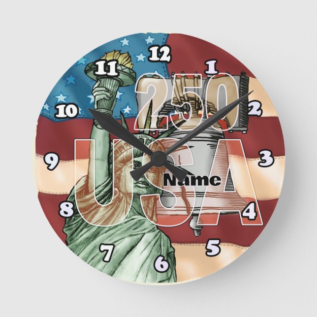 Liberty USA 250th anniversary Round Clock (Front)