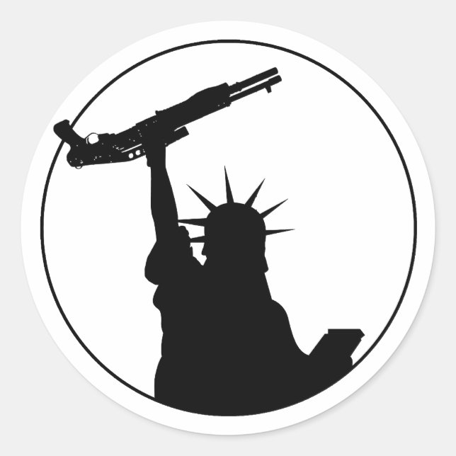 Liberty with Shotgun Classic Round Sticker (Front)
