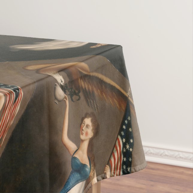 Liberty Woman Eagle American Flag USA Oil Painting Tablecloth (In Situ)