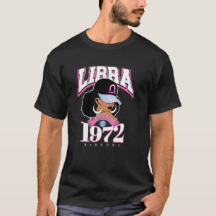 Libra 1972 Afro Queen Zodiac Birthday Gifts T-Shirt