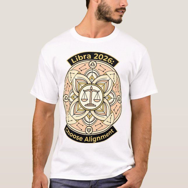 Libra 2026 Zodiac Scales Mandala – Balance & Harmo T-Shirt (Front)