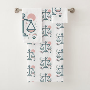 Libra, Abstract Design of the Zodiac Sign Bath Towel Set
