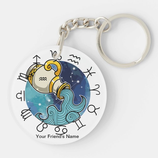 Libra - Aquarius Zodiac Acrylic Keychain  (Back)