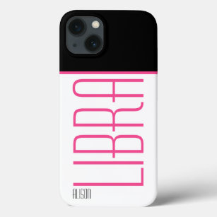 Libra Artsy Typography Name Black Pink iPhone 13 Case