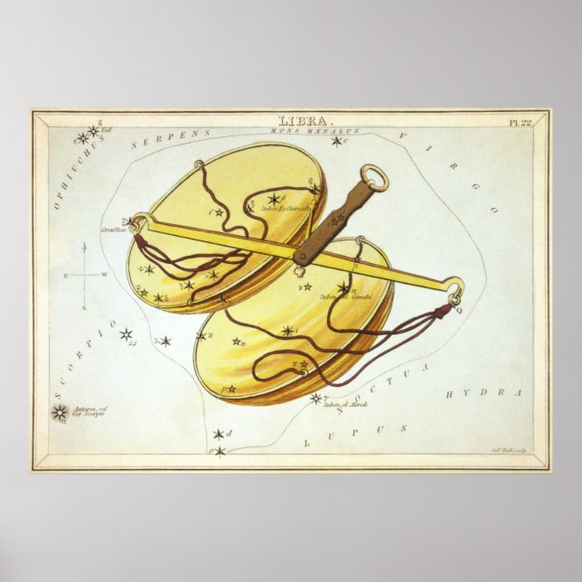 Libra Astrological Drawing Poster (Front)