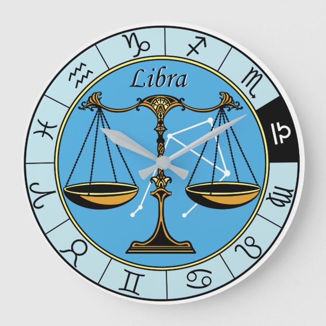 libra astrological zodiac sign large clock (Front)