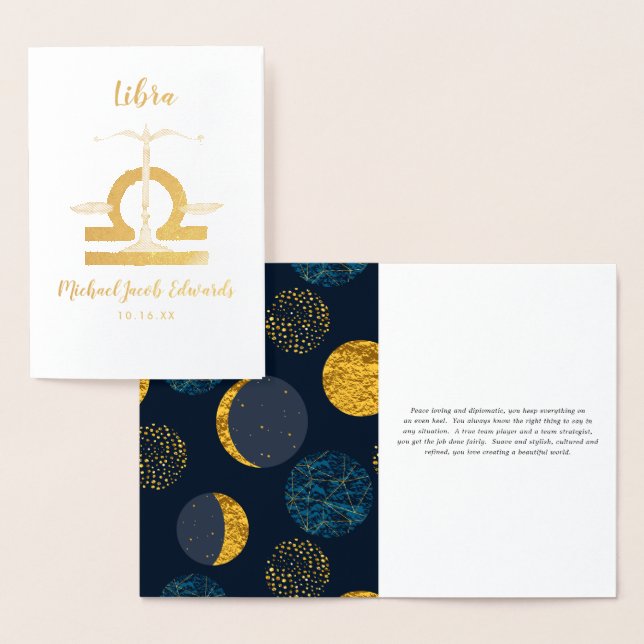 Libra Astrology | Personalised Zodiac Sign Foil Card (Display)