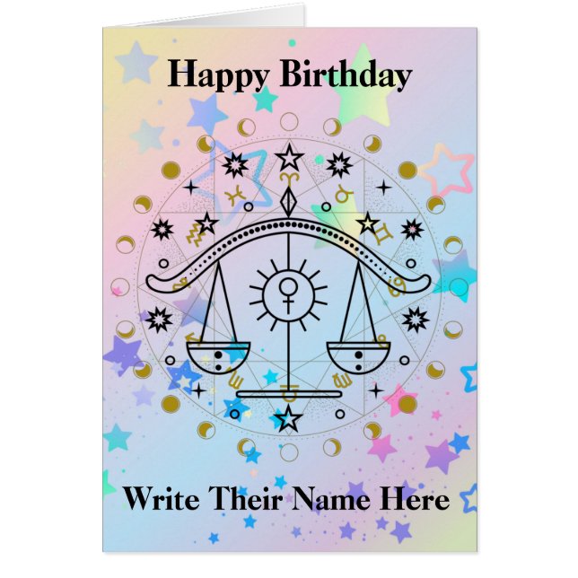 Libra Astrology Sign Birthday Card Sep 23-Oct 22 (Front)