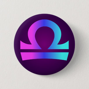 Libra Astrology Sign Pink Blue Aqua Purple 6 Cm Round Badge