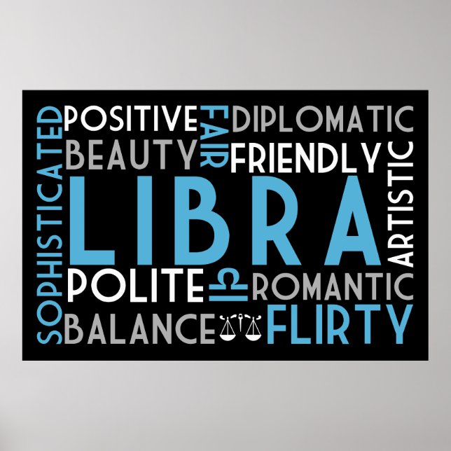 Libra Astrology Word Collage Print (Front)