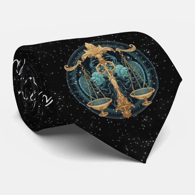 Libra Astrology Zodiac Neck Tie (Rolled)