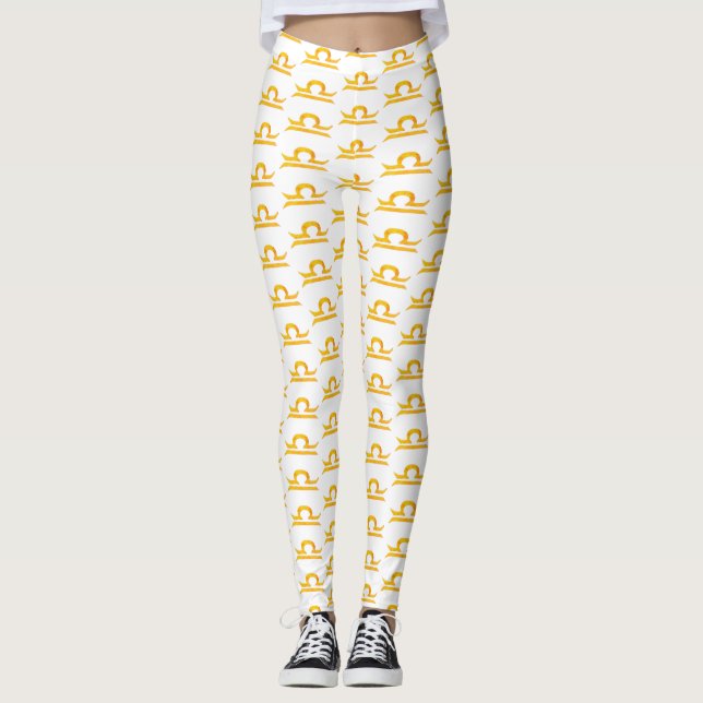 Libra, Balance Golden Zodiac Sign Leggings (Front)