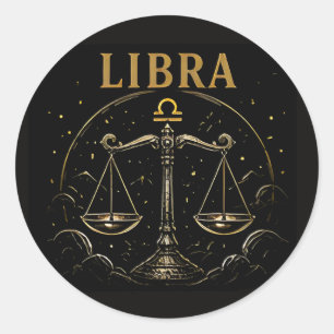Libra Balance Symbol Modern Astrology Birthday Gif Classic Round Sticker