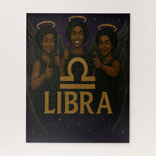 Libra Black Angel Zodiac Puzzle (Vertical)