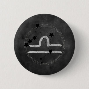 Libra black & silver zodiac constellation stars 6 cm round badge