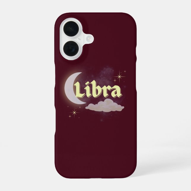 Libra Celestial Moon Cloud Stars Astrology Art iPhone 16 Case (Back)