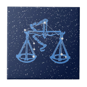 Libra Constellation and Sign with Stars Ceramic Ti Tile