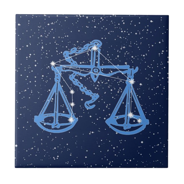 Libra Constellation and Sign with Stars Ceramic Ti Tile (Front)