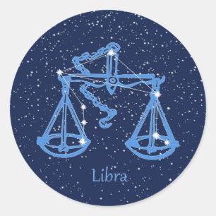 Libra Constellation and Zodiac Sign with Stars Classic Round Sticker