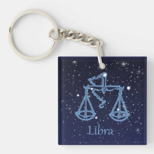 Libra Constellation and Zodiac Sign with Stars Key Ring