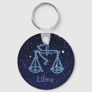 Libra Constellation and Zodiac Sign with Stars Key Ring
