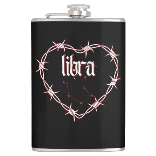 Libra Constellation Gothic Dark Celestial Edgy Hip Flask (Front)