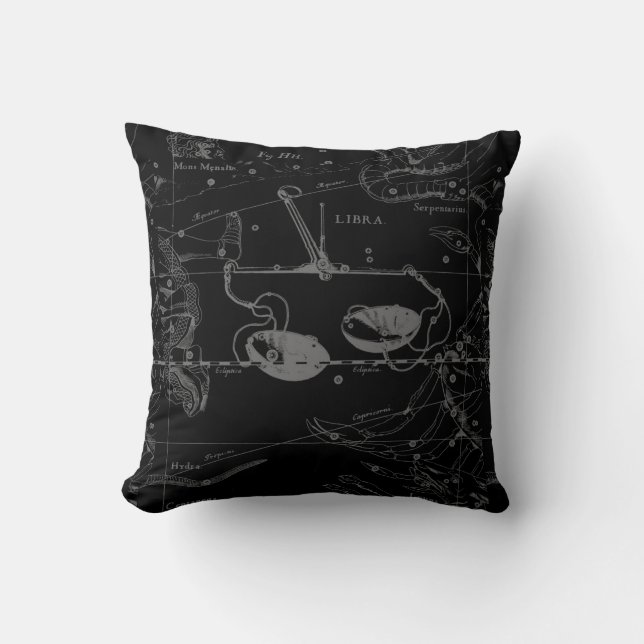 Libra Constellation Hevelius 1690 Engraving Style Cushion (Front)