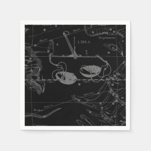Libra Constellation Hevelius 1690 Map on Black Napkin