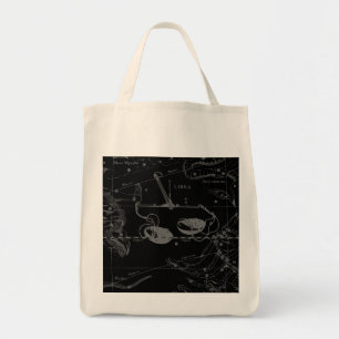 Libra Constellation Hevelius 1690 Map on Black Tote Bag