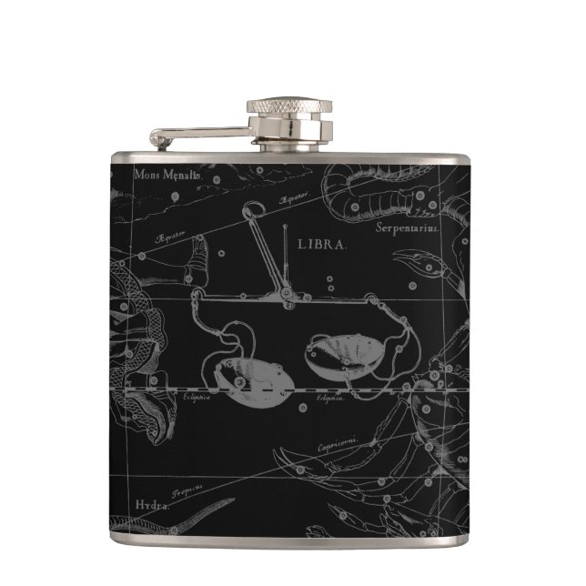 Libra Constellation Hevelius circa 1690 Hip Flask (Front)