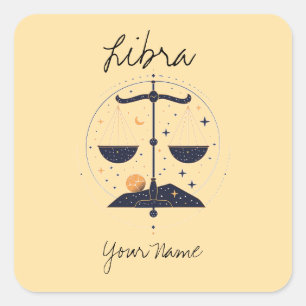 Libra Constellation Line Art Square Sticker