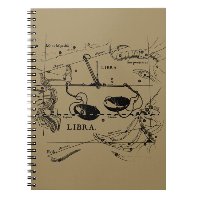 Libra Constellation Map Hevelius 1690 Decor Notebook (Front)