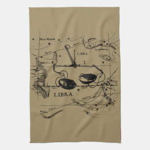 Libra Constellation Map Hevelius 1690 Decor Tea Towel