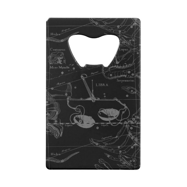 Libra Constellation Map Hevelius 1690 on Black (Back)