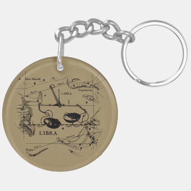 Libra Constellation Map Hevelius circa 1690 Key Ring (Back Left)