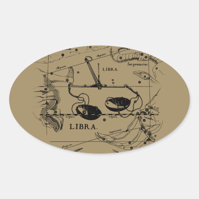 Libra Constellation Map Hevelius circa 1690 Oval Sticker (Front)